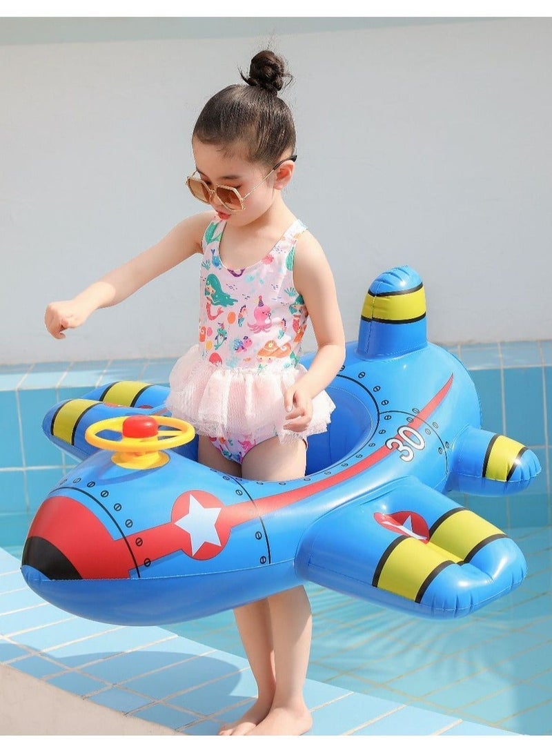 تابيت عوامة حمام سباحة للأطفال، عوامة سباحة قابلة للنفخ على شكل طائرة، مقعد أمان لدائرة السباحة، لعبة حمام سباحة للأطفال، طوف بولي كلوريد الفينيل، لعب صيفي على الشاطئ - Image 1